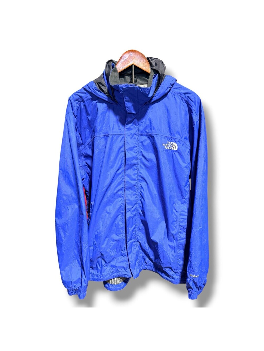 The North Face HyVent 2.5L Rain Jacket Men L Blue Hooded Waterproof Shell